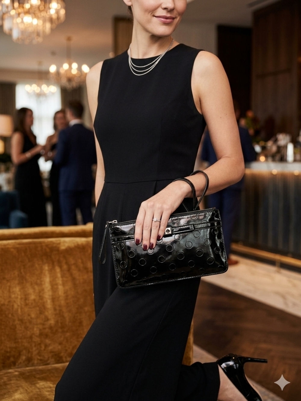 Kate Spade Black Patent Leather Wristlet Clutch